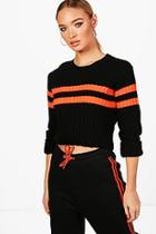 Boohoo Sophie Sports Stripe Rib Knit Jumper