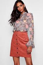 Boohoo Sophia Tie Front Ruffle Floral Blouse