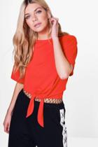 Boohoo Tess Tie Back T-shirt Orange