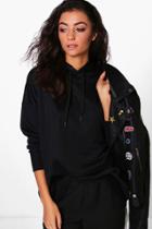 Boohoo Tall Kai Wide Hem Oversized Hoody Black