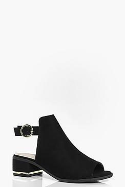 Boohoo Mia Metallic Trim Peeptoe Shoe Boots