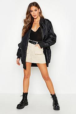 Boohoo Longline Oversized Bomber Jacket