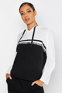 Boohoo Woven Leopard Panel Hoody