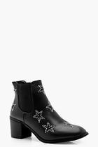 Boohoo Sophie Star Stud Block Heel Boots