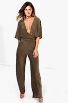 Boohoo Jenna Wrap Front Wide Leg Jumpsuit