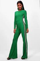 Boohoo Sports Stripe Wide Leg Jumpsuit