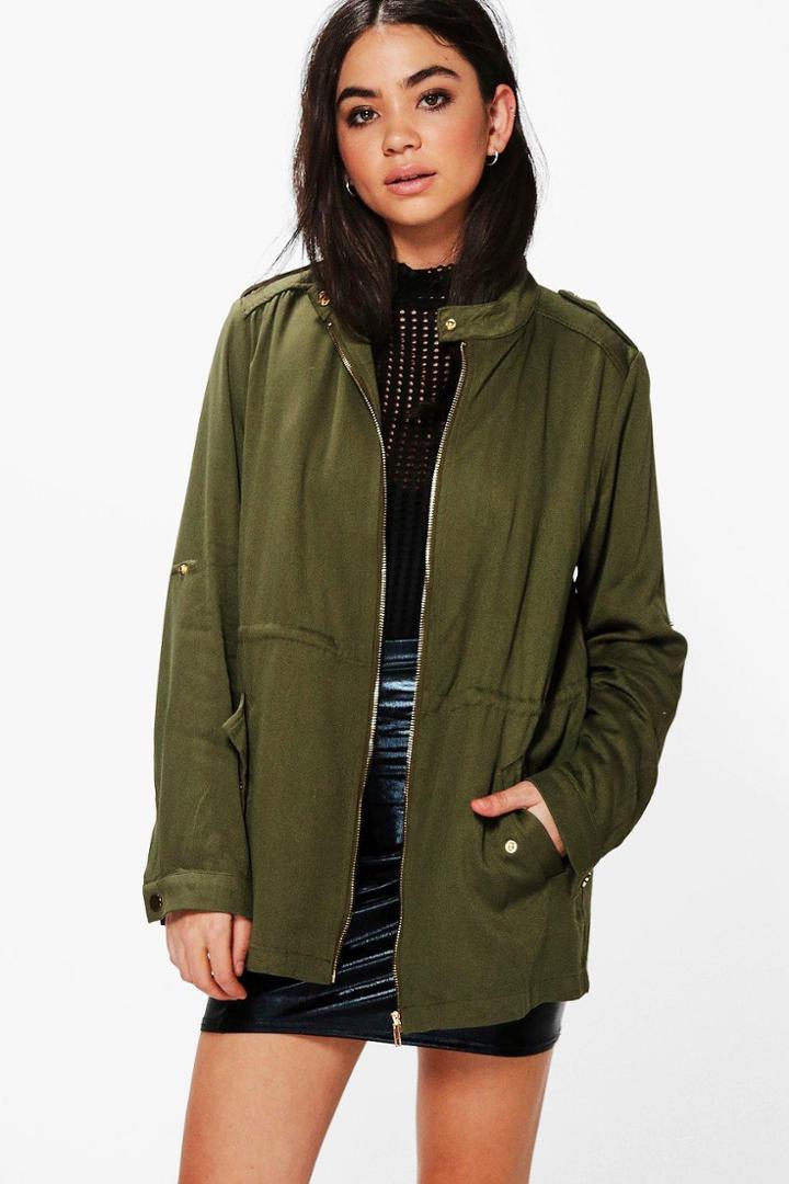 Boohoo Jasmine Military Festival Jacket Khaki