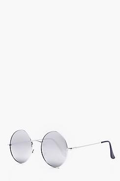 Boohoo Silver Round Mirrored Lens Sunglasses