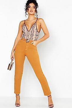 Boohoo Mustard High Rise Mom Jeans