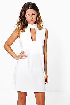 Boohoo Sophia Choker Neck Plunge Shift Dress