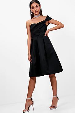 Boohoo Maurie Off The Shoulder Structured Midi Dress