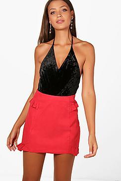 Boohoo Tall Hazel Ruffle Detail Woven Skirt