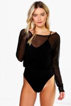 Boohoo Amanda Mesh Cami Body Black