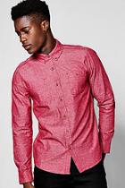 Boohoo Red Long Sleeve Nepp Shirt