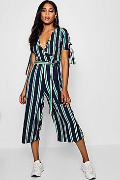 Boohoo Striped Culotte Jumpsuit