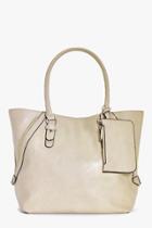 Boohoo Tia Structured Day Bag With Purse Attachment Stone
