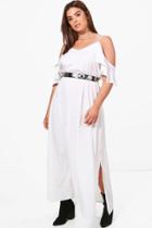 Boohoo Plus Emma Open Shoulder Woven Maxi Dress Ivory