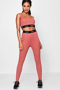 Boohoo Man Tape Crop Top And Legging Co-ord Set