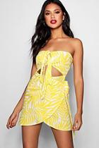 Boohoo Julia Palm Knot Front Bandeau Shift Dress