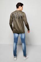 Boohoo Man Back Print Sweater With Side Zips Khaki