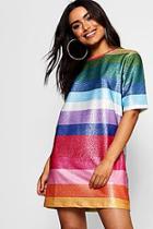 Boohoo Metallic Rainbow Oversized Dress