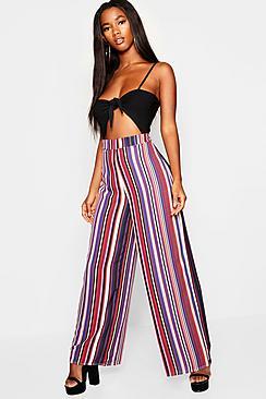 Boohoo Woven Stripe Wide Leg Trouser