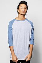 Boohoo Contrast Raglan T Shirt With 3/4 Sleeves