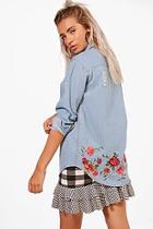 Boohoo Ellie Embroidered Back Denim Shirt