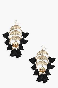 Boohoo Rachel Tiered Statement Tassel Earrings