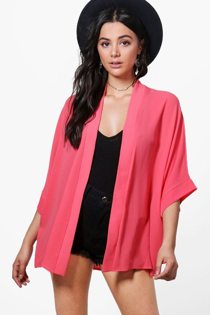Boohoo Bella Crepe Kimono Coral