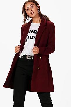 Boohoo Petite Kara Double Breasted Military Coat