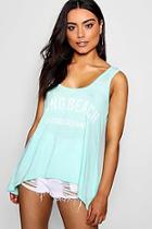 Boohoo Hannah Burn Out Vest With California Front Print