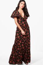 Boohoo Rachel Floral Tie Back Maxi Dress Multi