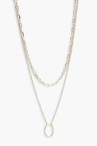 Boohoo Chain Choker And Oval Layered Necklace