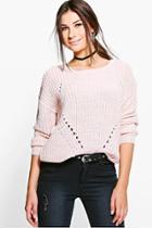 Boohoo Isla Chunky Marl Jumper Rose