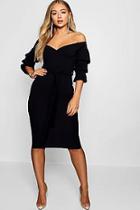 Boohoo Off The Shoulder Sleeve Detail Midi Dress