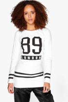 Boohoo Lexi Longline Sports Print Top White