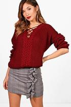 Boohoo Lace Up Cable Detail Jumper