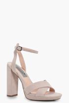 Boohoo Ava Cross Front Platform Two Part Nude