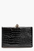 Boohoo Anya Mock Croc Box Clutch Bag