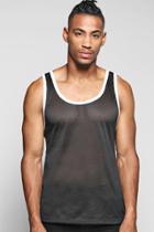 Boohoo Mesh Tank Top With Contrast Binding Black