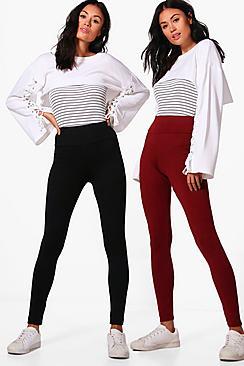 Boohoo 2 Pack Basic High Waist Leggings