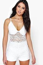 Boohoo Erin All Over Lace Strappy Cami Playsuit