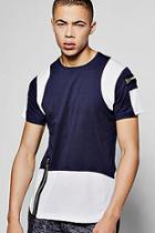 Boohoo Colour Block T Shirt With Zip Detail