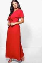 Boohoo Amada Angel Sleeve Lace Insert Maxi Dress