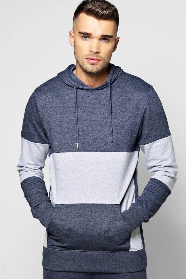 Boohoo Two Tone Hoodie Navy