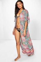 Boohoo Elise Boarder Print Maxi Kimono