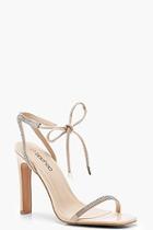 Boohoo Lily Diamante Skinny Strap Barely There Heels