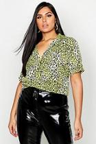 Boohoo Plus Neon Leopard Short Sleeve Shirt