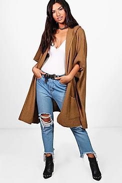 Boohoo Lucy Hooded Cape Cardigan